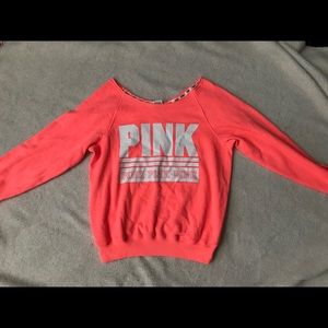 Pink off the shoulder crew neck